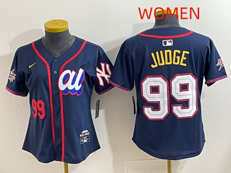 Women 2025 New York Yankees 99 Judge dark Blue All star Nike MLB Jersey style 001